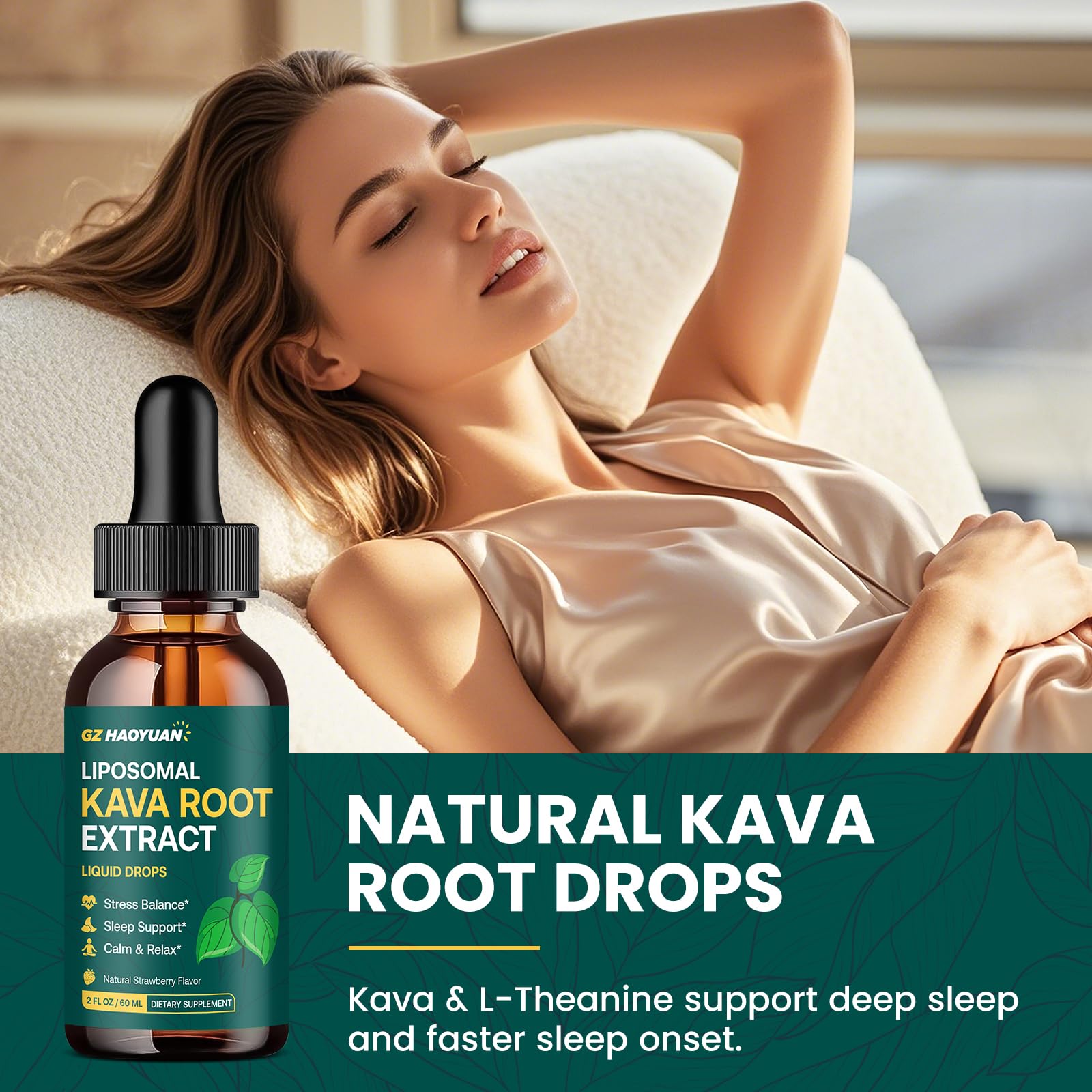 Liposomal Kava Kava Root Extract – High-Absorption Relaxation Drops | Vegan & Non-GMO, Strawberry Flavor