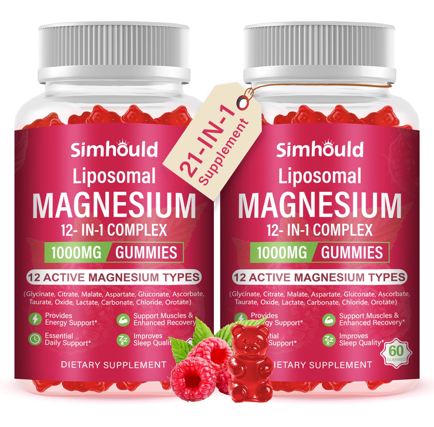 Liposomal Magnesium Complex Gummies 120 Ct – 12 Magnesium Forms + D3, B6, C, Ashwagandha & CoQ10
