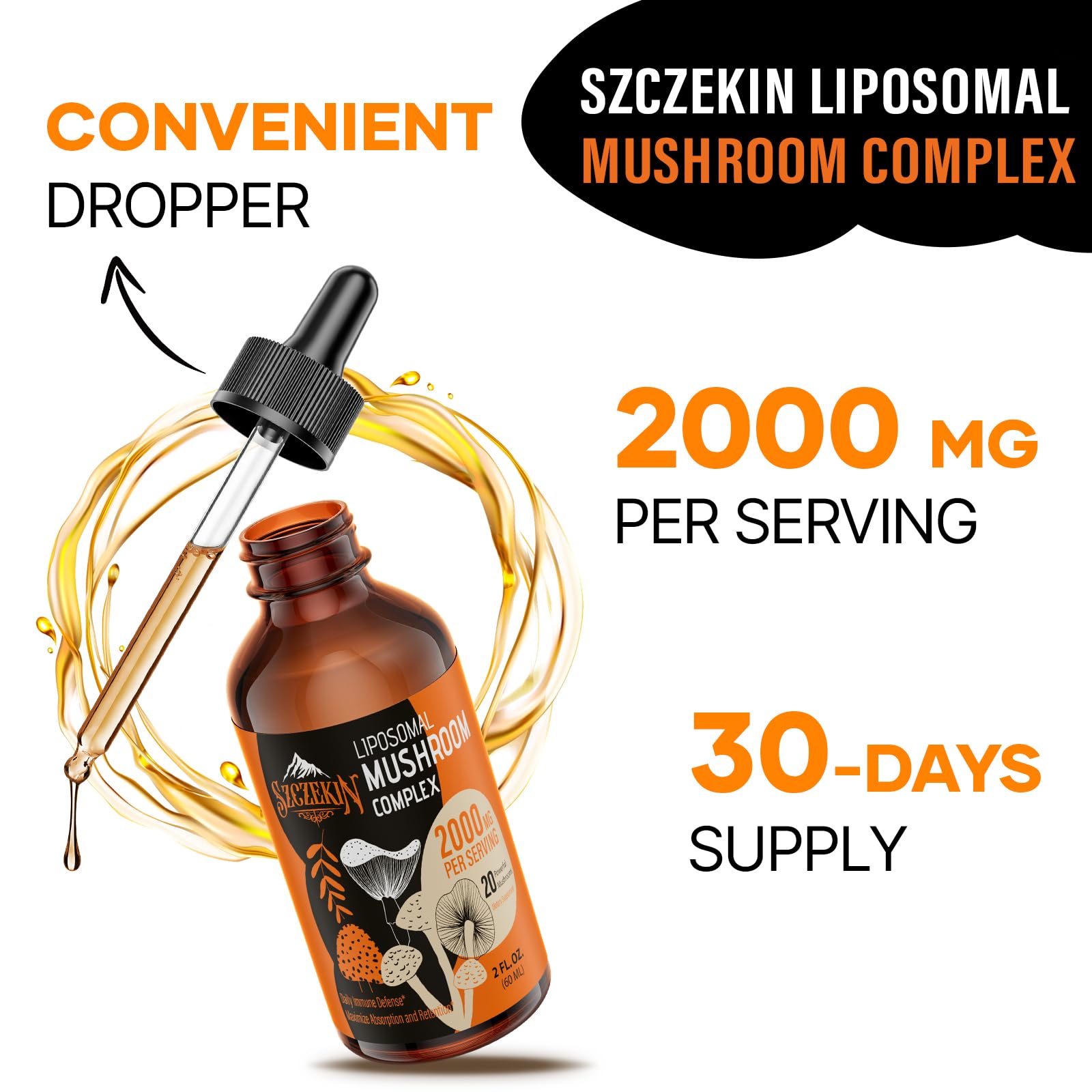 Liposomal Mushroom Drops 2000 MG – 20 Organic Extracts | Immunity & Cognition