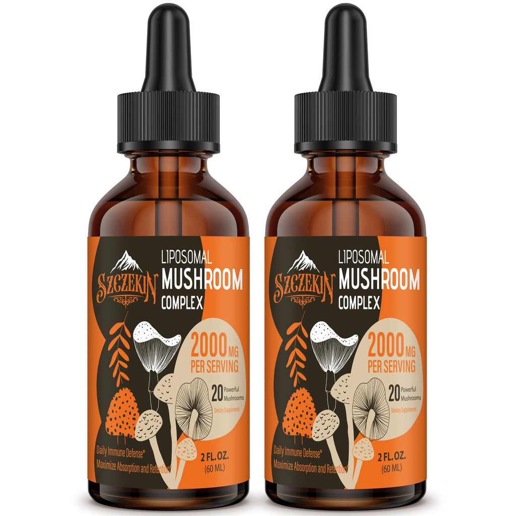 Liposomal Mushroom Drops 2000 MG – 20 Organic Extracts for Immunity & Focus