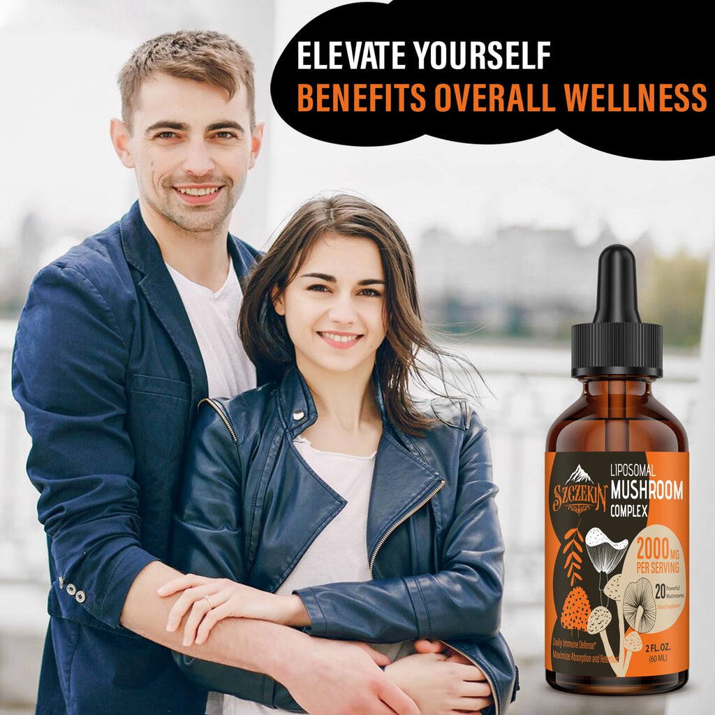 Liposomal Mushroom Drops 2000 MG – 20 Organic Extracts for Immunity & Focus