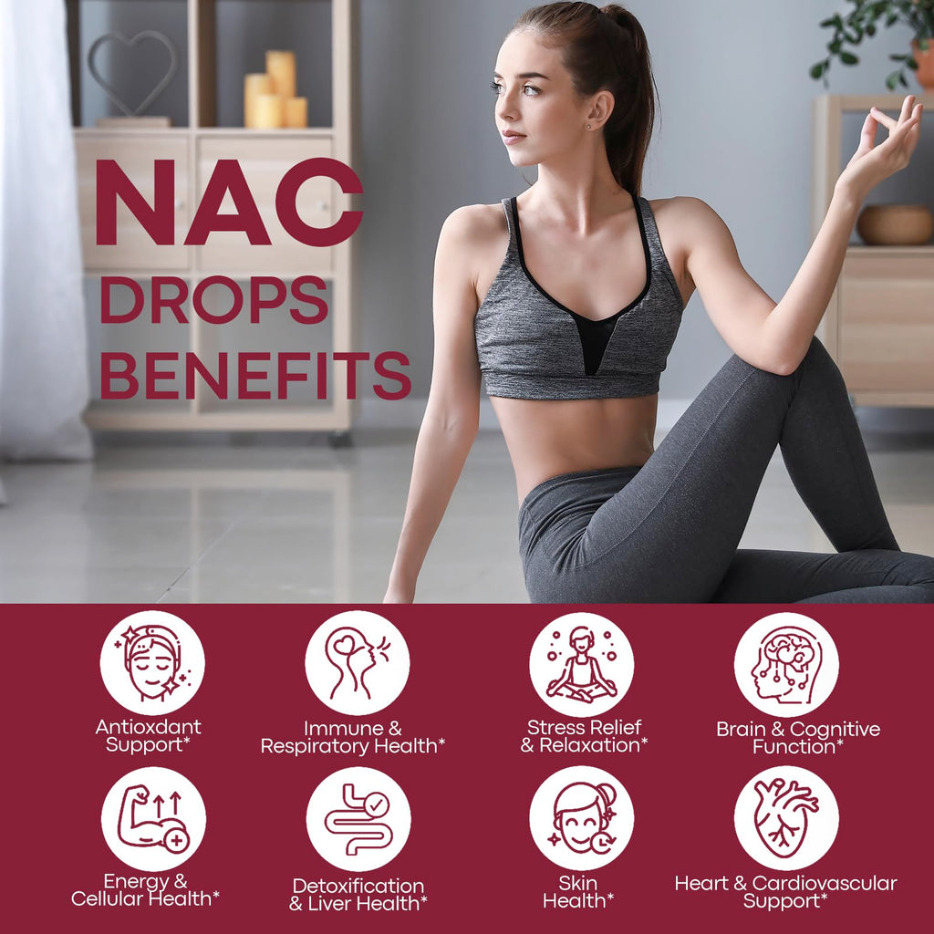 Liposomal NAC Liquid Drops – 600mg N-Acetyl Cysteine with Glutathione, Resveratrol & Zinc (Strawberry, 4 oz)
