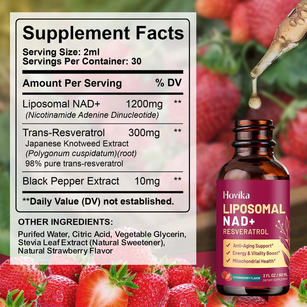 Liposomal NAD+ 1200mg with Resveratrol & Black Pepper - 2 oz