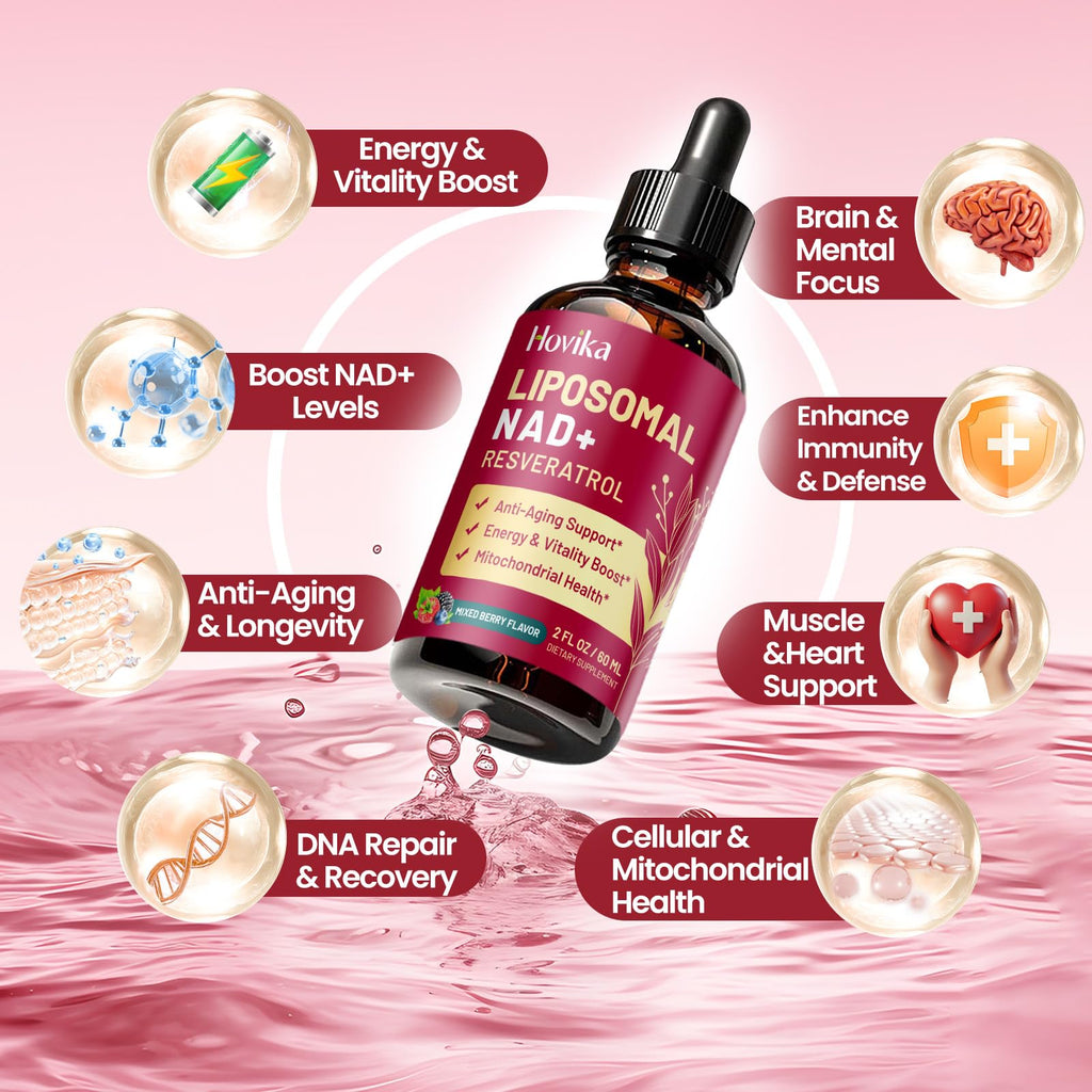2 Pack Liposomal NAD Supplement – 1200mg NAD+ Drops with Resveratrol & Black Pepper (Mixed Berry)