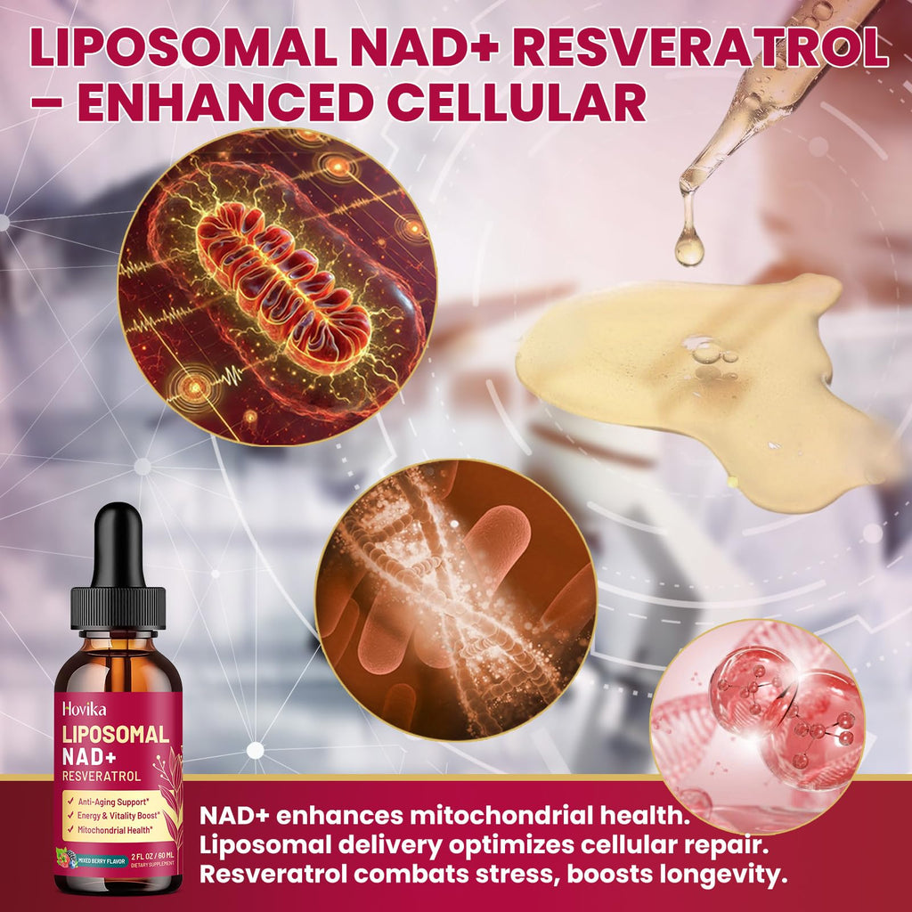 2 Pack Liposomal NAD Supplement – 1200mg NAD+ Drops with Resveratrol & Black Pepper (Mixed Berry)