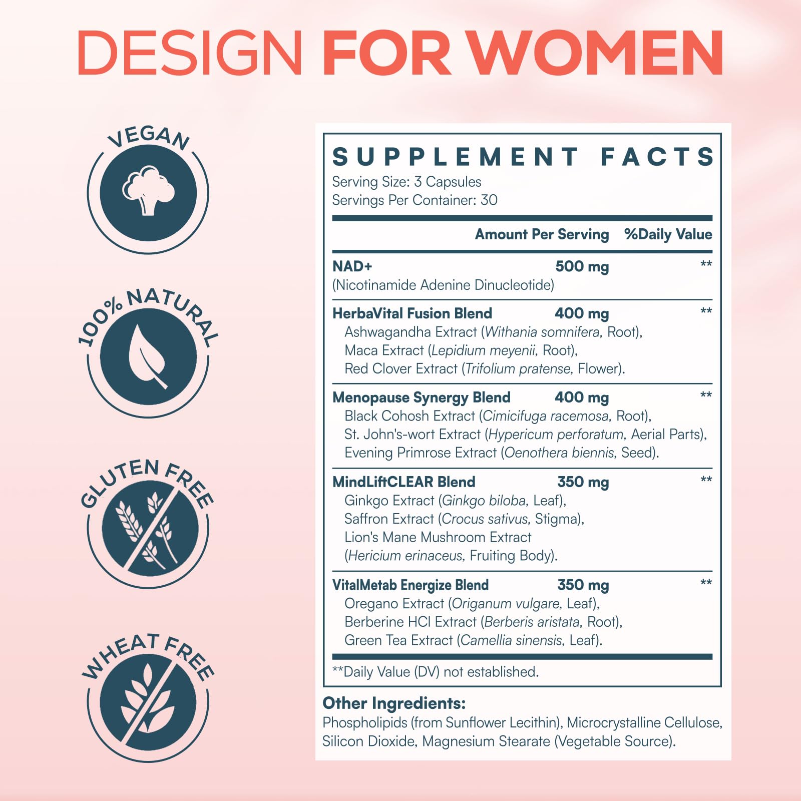 2000mg NAD Supplements for Women – Liposomal NAD+ with Ashwagandha, Berberine, Ginkgo & Black Cohosh | 90 Capsules