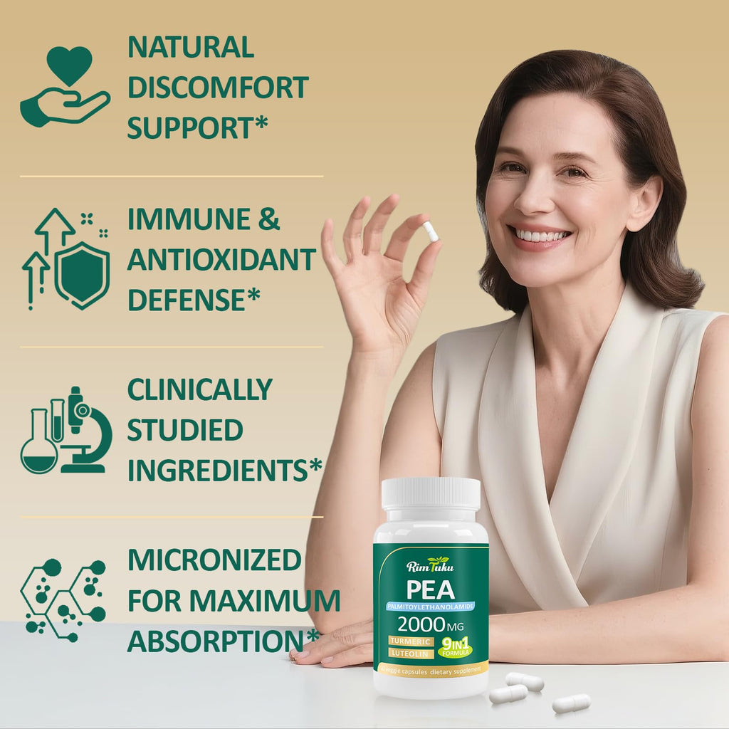 Liposomal PEA 2000mg + Luteolin 200mg + Turmeric 200mg & Fisetin 100mg - 60 Capsules