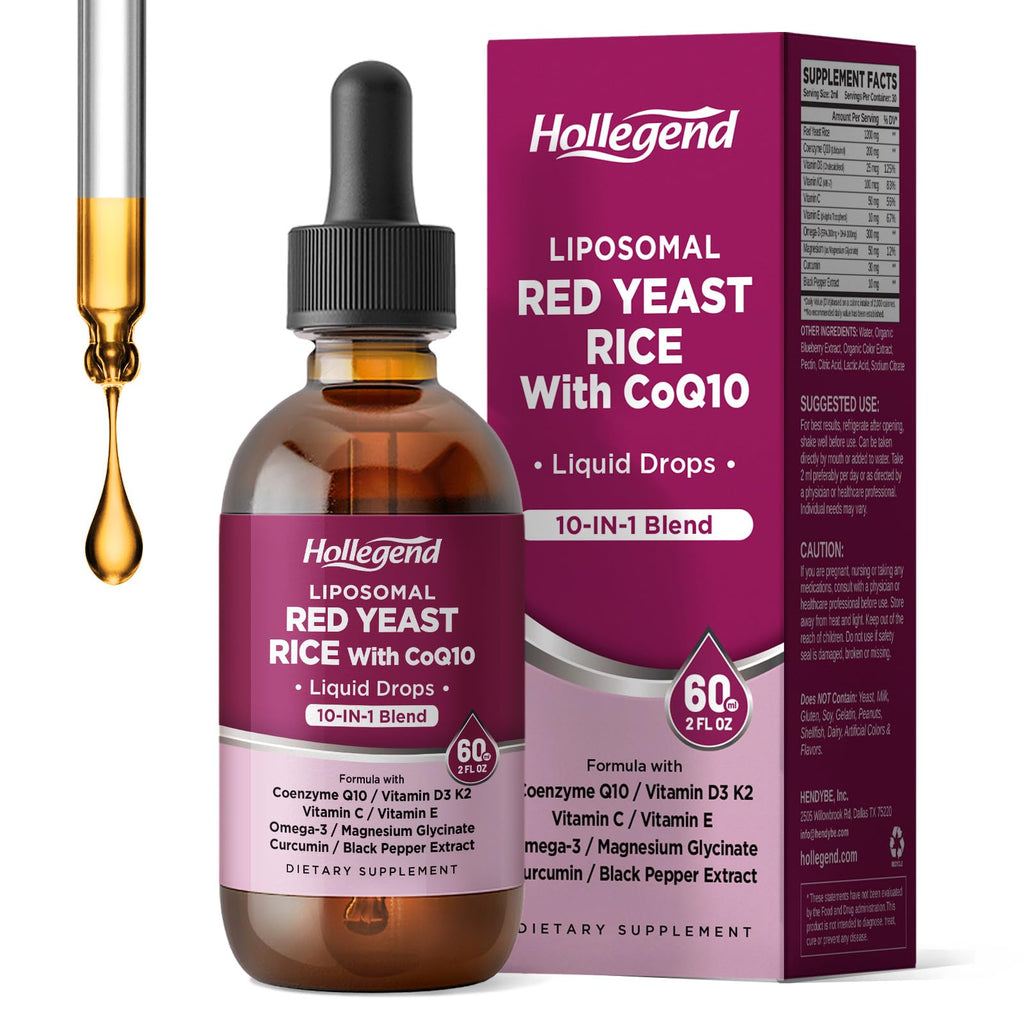 Liposomal Red Yeast Rice + CoQ10 Liquid Drops 1200mg – Heart Health