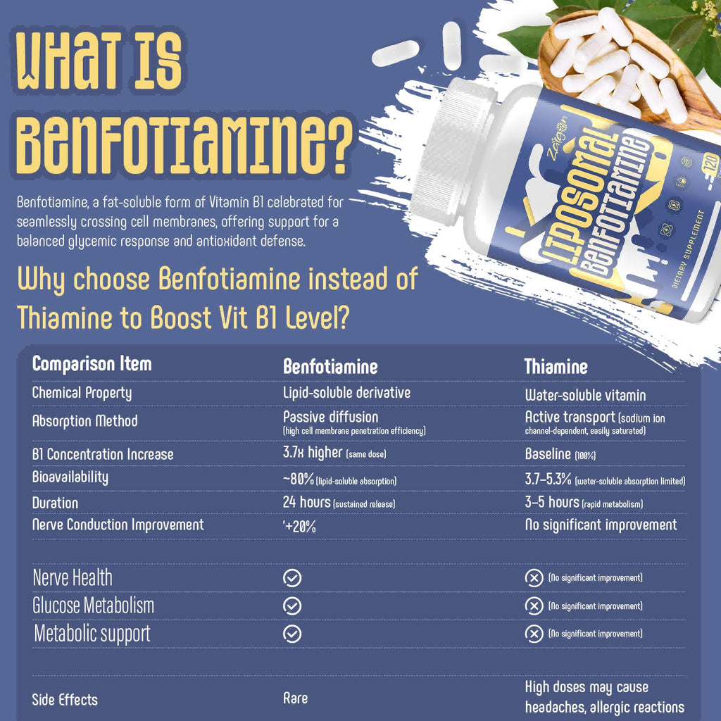Zaigon Benfotiamine 600mg Vitamin B1 Supplement | Gluten Free