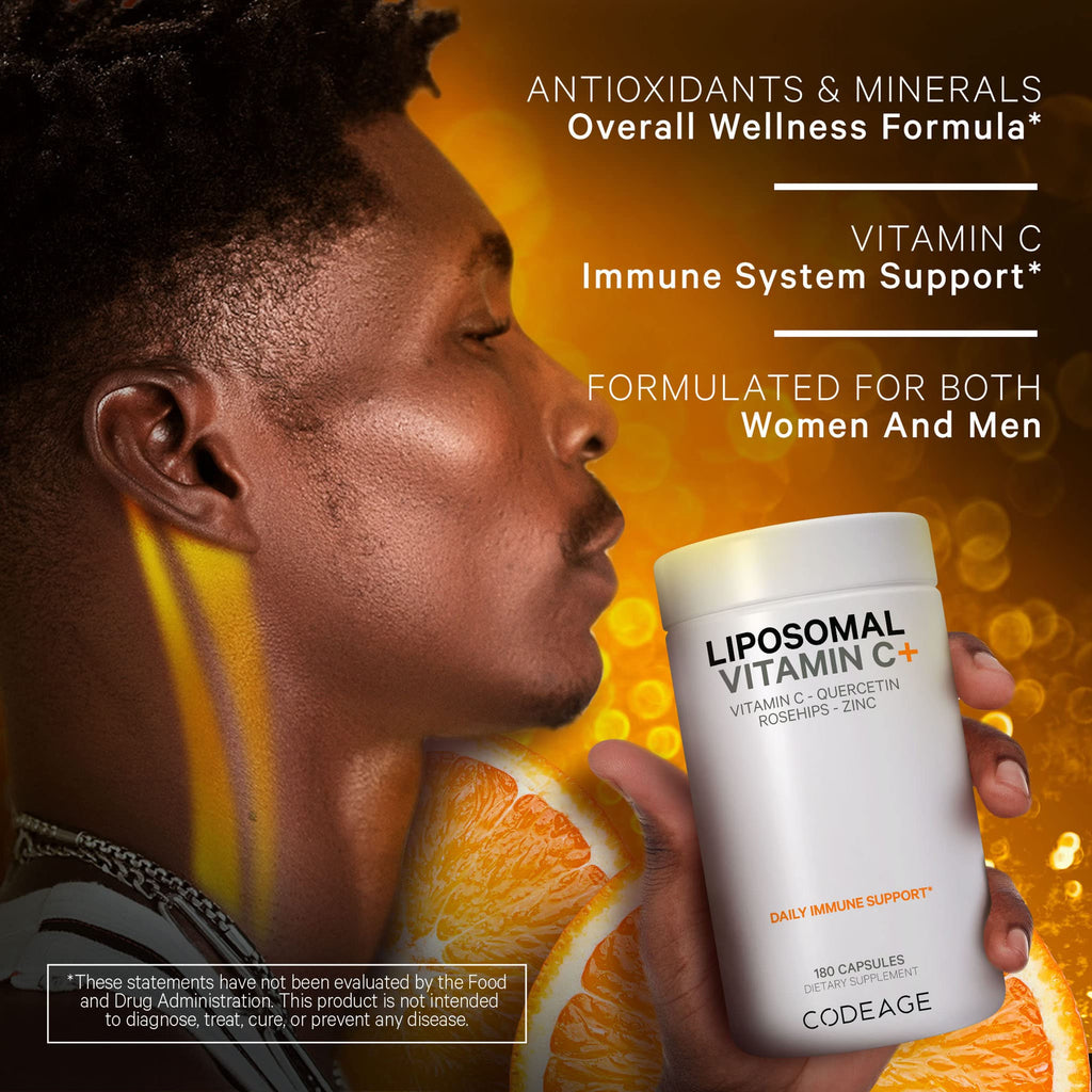 Codeage Liposomal Vitamin C 1500mg with Zinc & Elderberry – Vegan, Non-GMO, 2-Pack