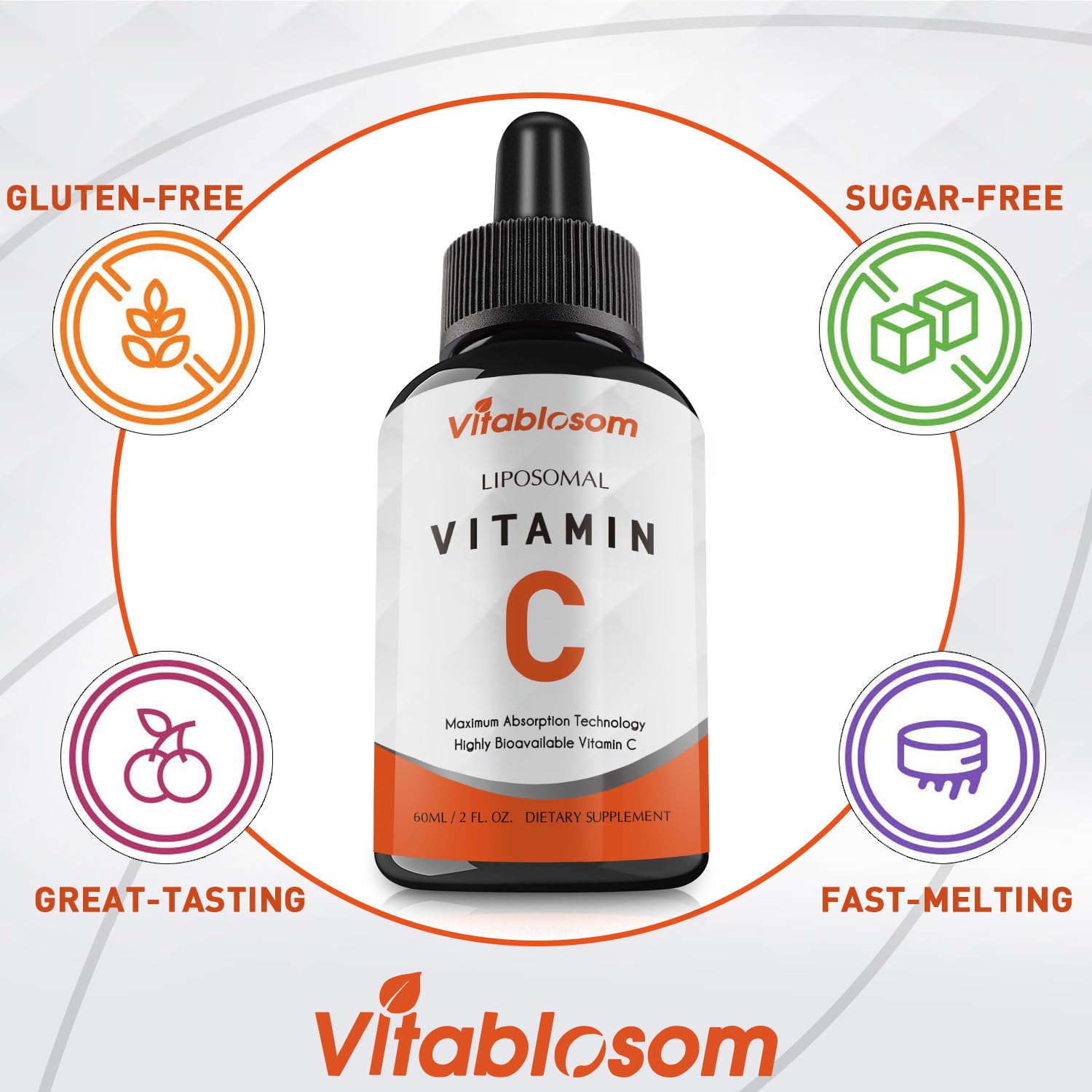 Liposomal Vitamin C 2000mg Liquid – High Absorption, Immune Support (60ML x3 Bottles)