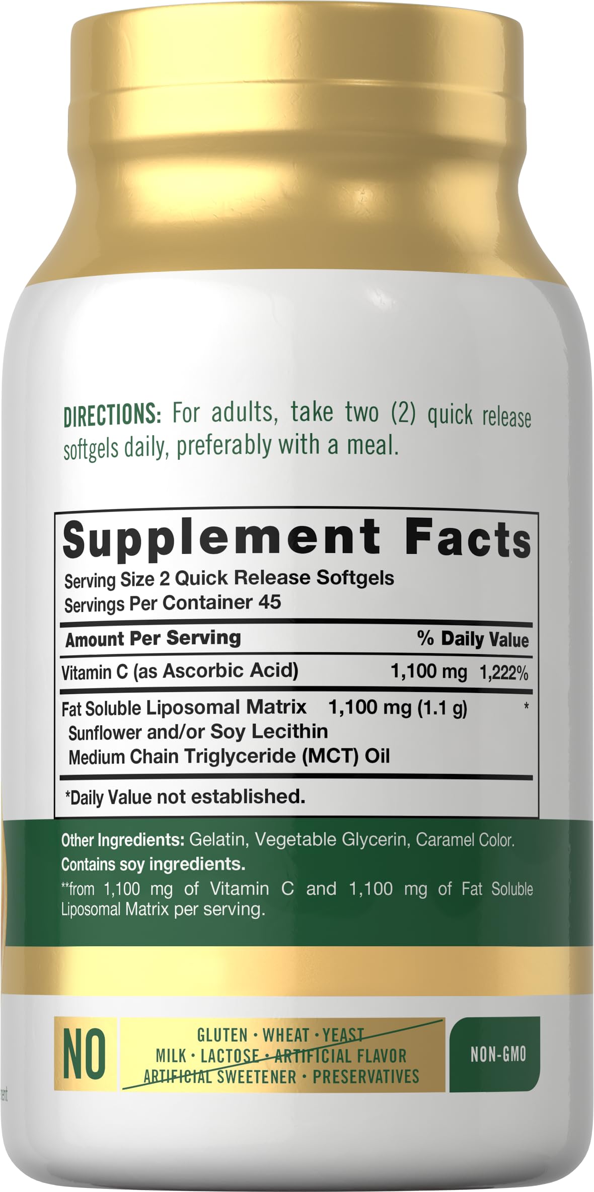 Carlyle Liposomal Vitamin C 2200mg – 90 Softgels | High Potency, Non-GMO, Gluten Free