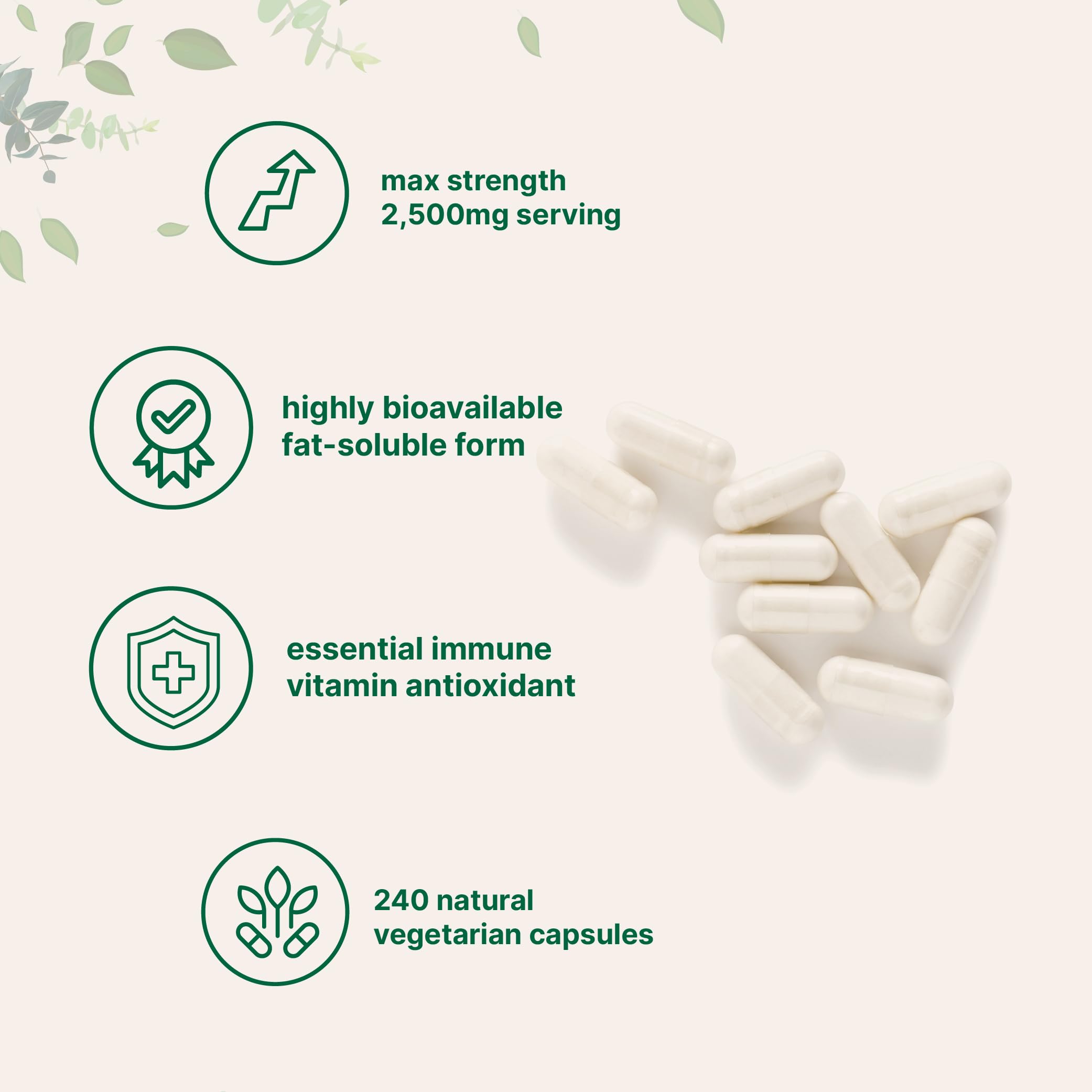 Liposomal Vitamin C 2,500mg – 240 Veggie Capsules | High Bioavailability & Immune Support