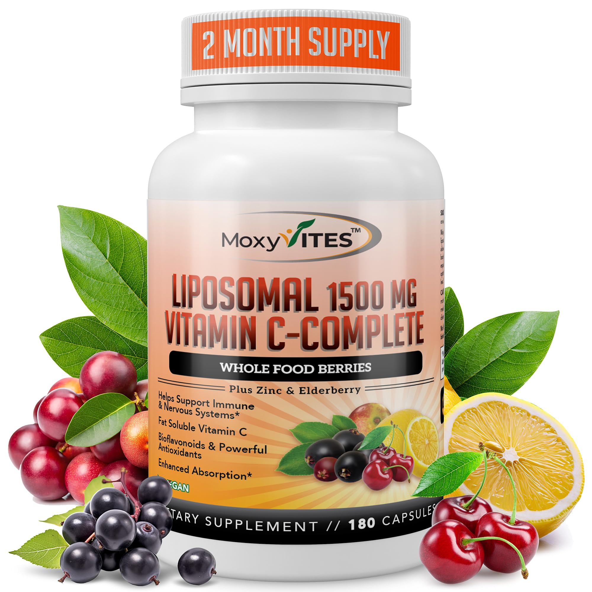 Liposomal Vitamin C with Zinc – 1500mg/Serving, 3 Month Supply, Gluten Free Non-GMO Veggie Caps