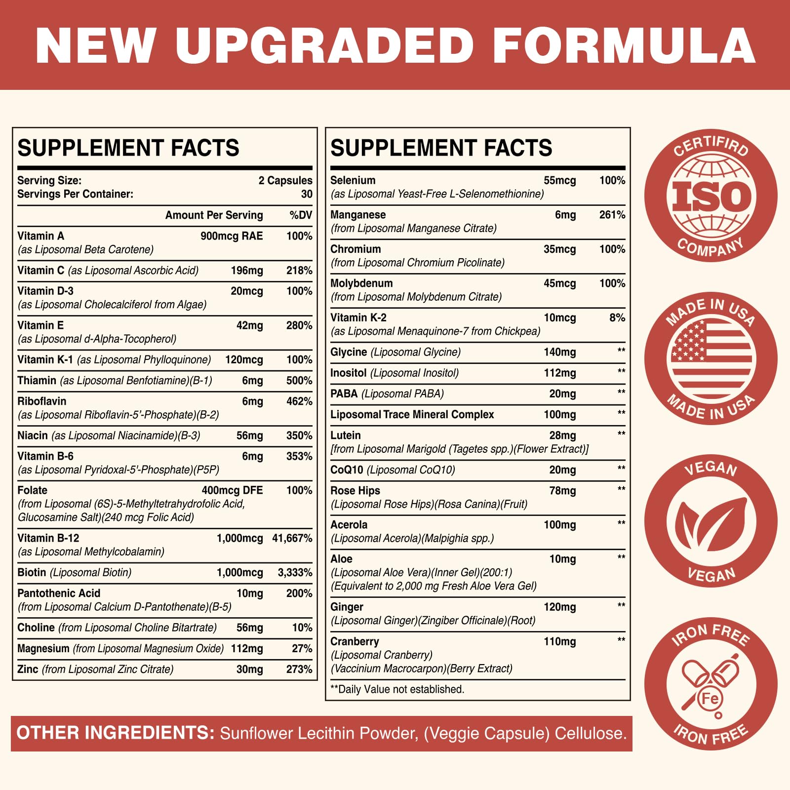 Liposomal Multivitamin for Women 50+ - Iron-Free 120 Capsules | CoQ10 & Bone Health