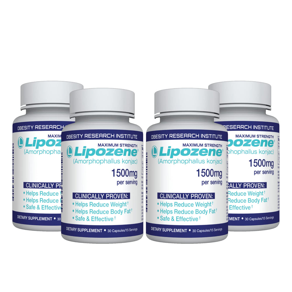 Lipozene Diet Pills – 4 Bottles (120 Capsules) Fiber-Based Appetite Control