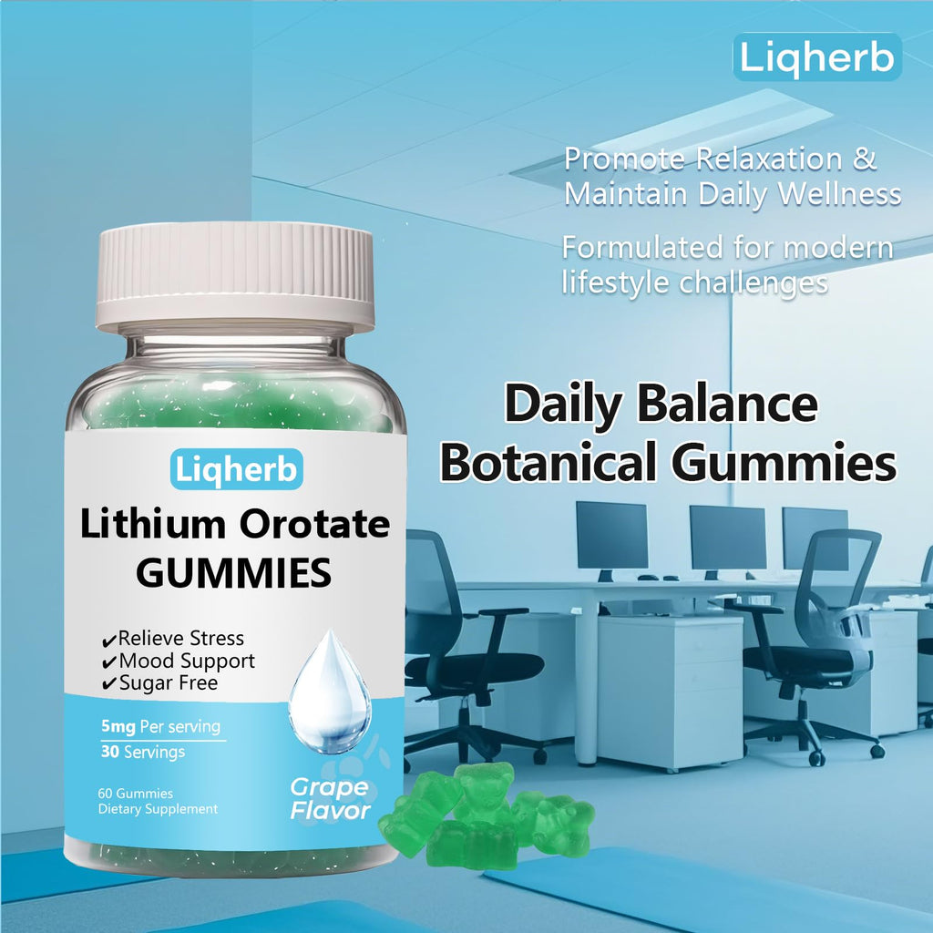Liqherb Lithium Orotate Gummies 5mg – Mood Support & Stress Management (Vegan, Sugar-Free)