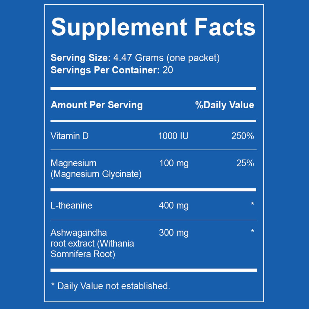 Liquid Anti-Stress Cortisol | Sugar Free Magnesium Drink with L-Theanine & Ashwagandha | 20 Packets