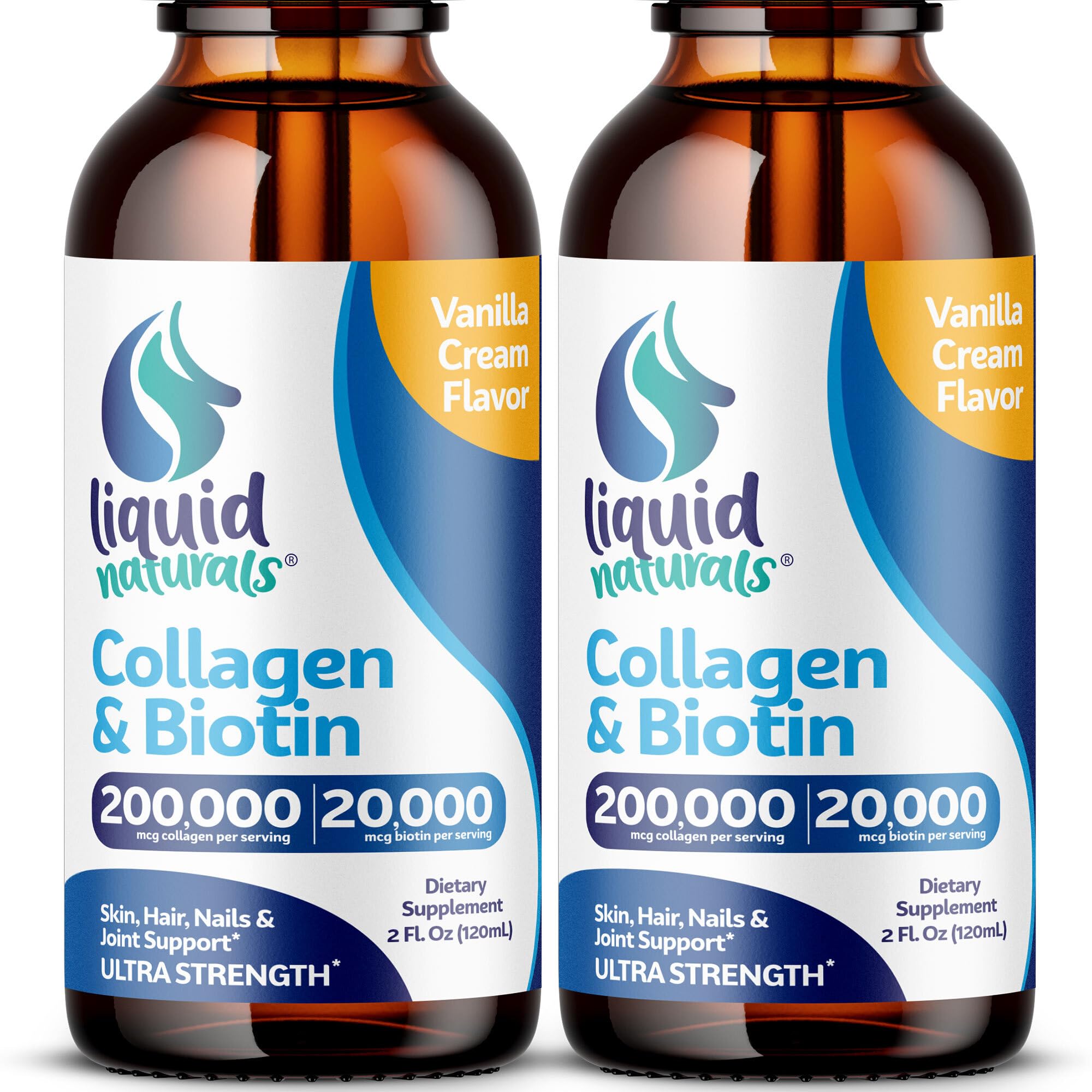 Liquid Collagen & Biotin Drops – Vanilla Flavor, 2oz | Hair, Skin & Nails Support, Keto Friendly