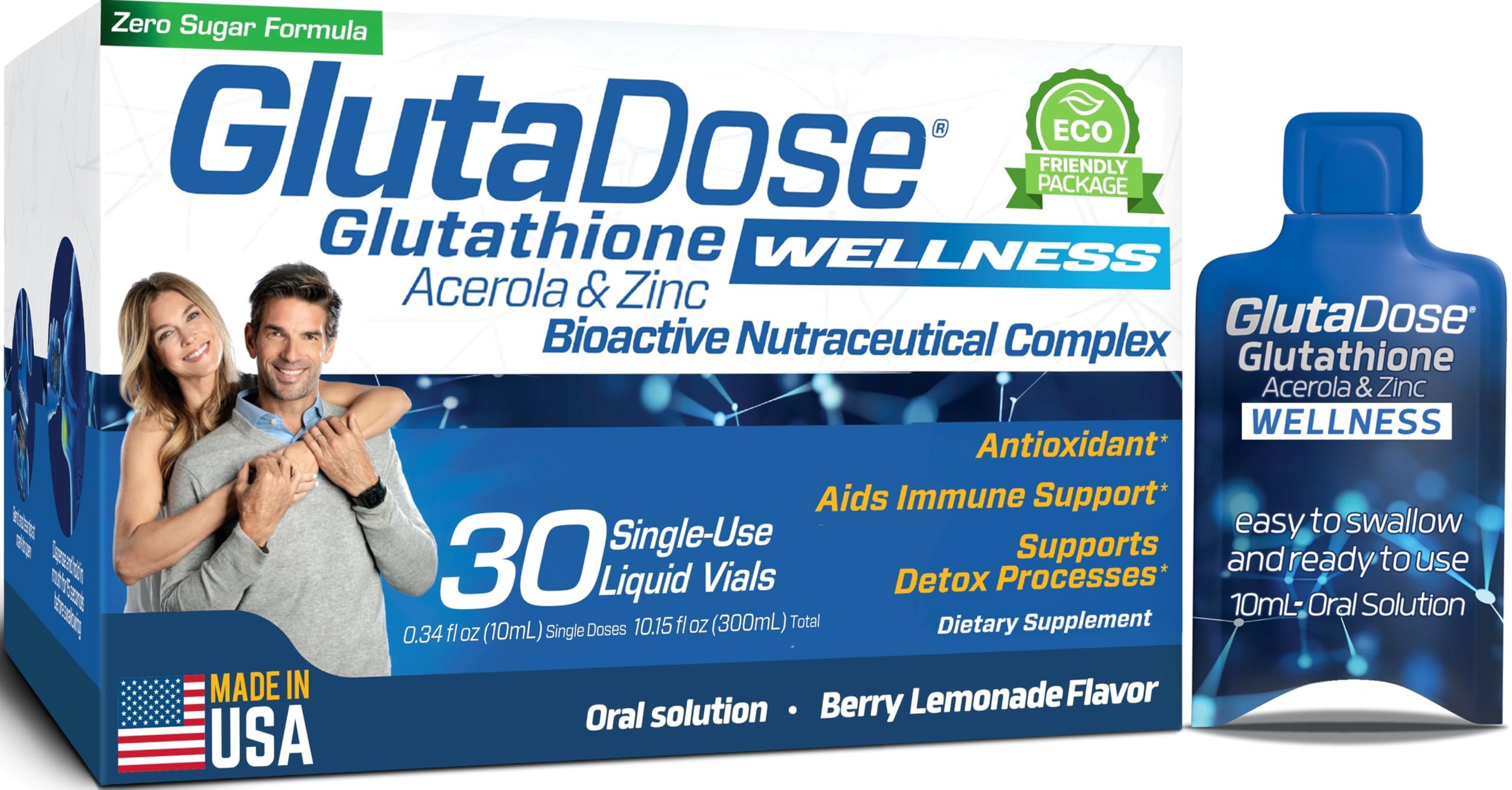 GlutaDose Liquid Glutathione – Lemon Berry Acerola + Zinc, 30 Doses