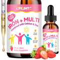 Liquid Iron Supplement for Kids, Women & Men – 2 oz, Calcium & Zinc