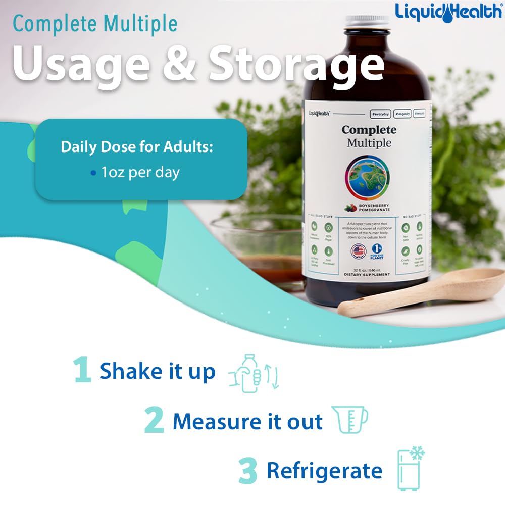 LIQUIDHEALTH Complete Multivitamin for Adults – USA Made, Vegan, Sugar-Free (32 oz)