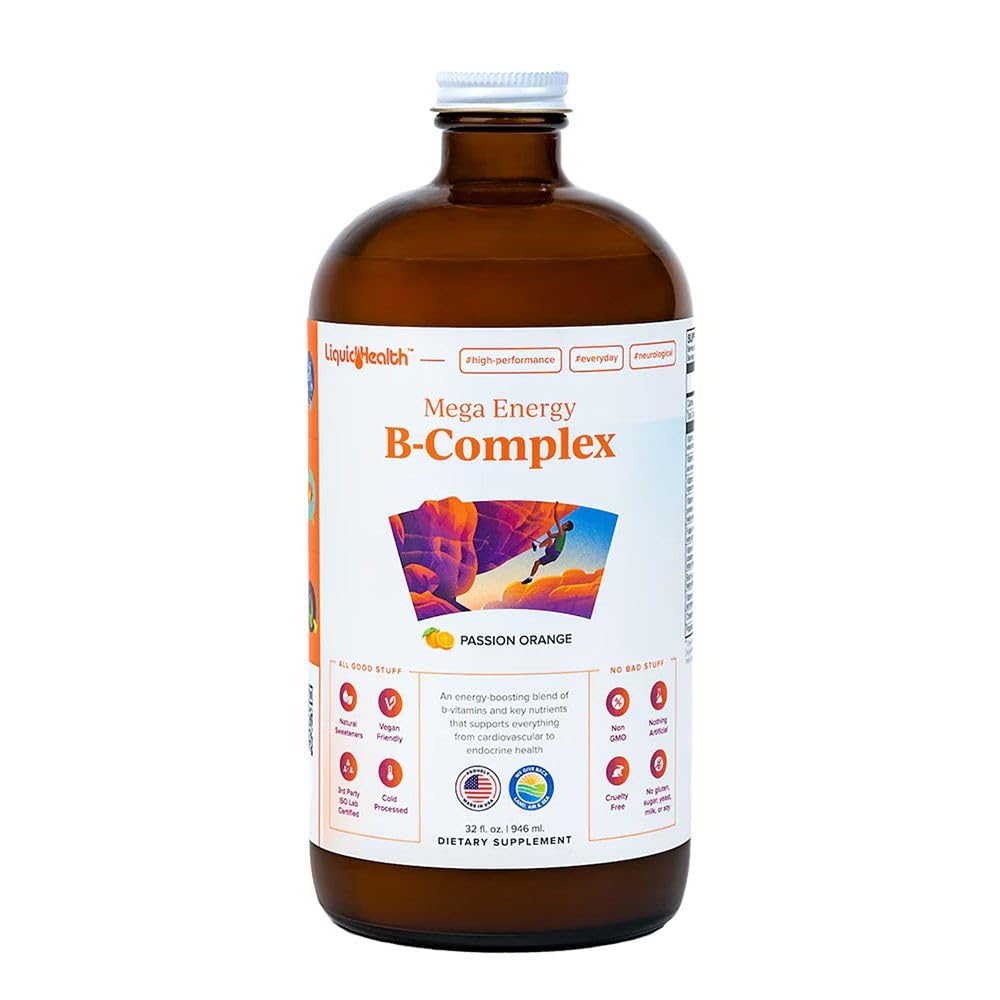LIQUIDHEALTH Mega Energy Methylated B-Complex – Adult Liquid Vitamin (USA Made, Vegan)