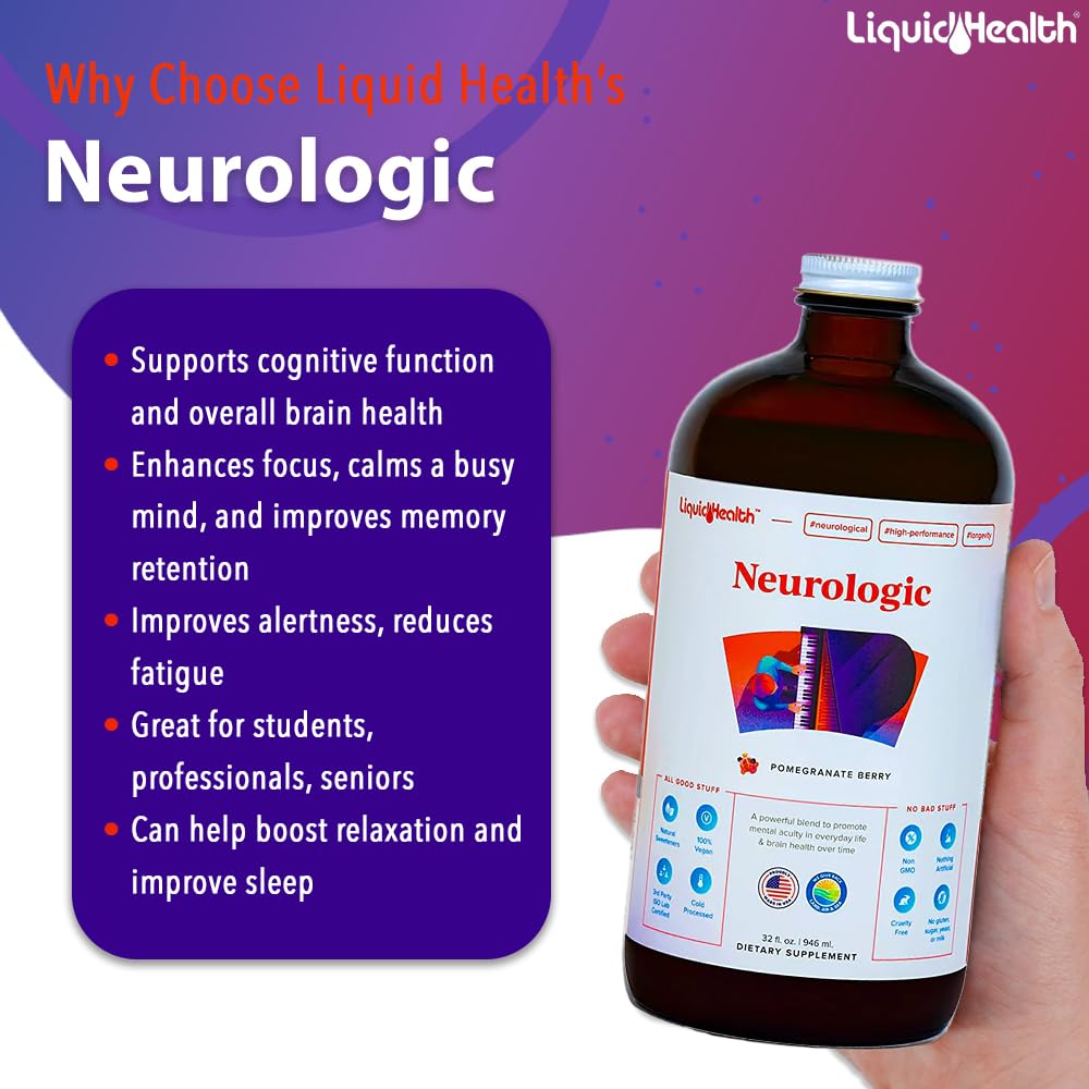 LIQUIDHEALTH Neurologic Focus – Brain Booster Nootropic (USA Made, 3 Pack)