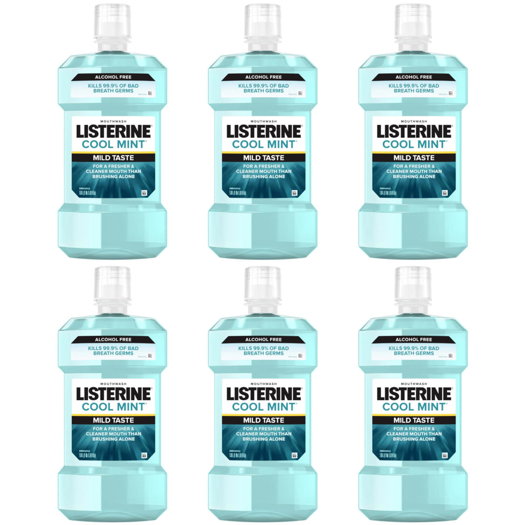 Listerine Cool Mint Alcohol-Free Mouthwash – 500 mL, 6 Pack