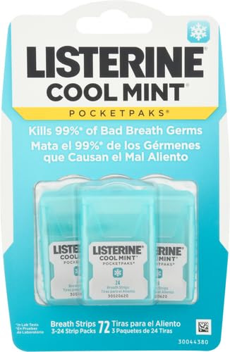 Listerine Pocketpaks Breath Strips – Cool Mint, 72 Count (Pack of 1)