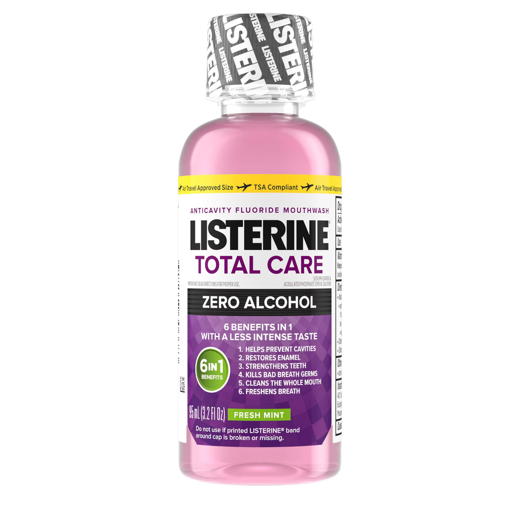 Listerine Total Care Alcohol-Free Anticavity Mouthwash – Fresh Mint, 95 mL | 6 Benefits