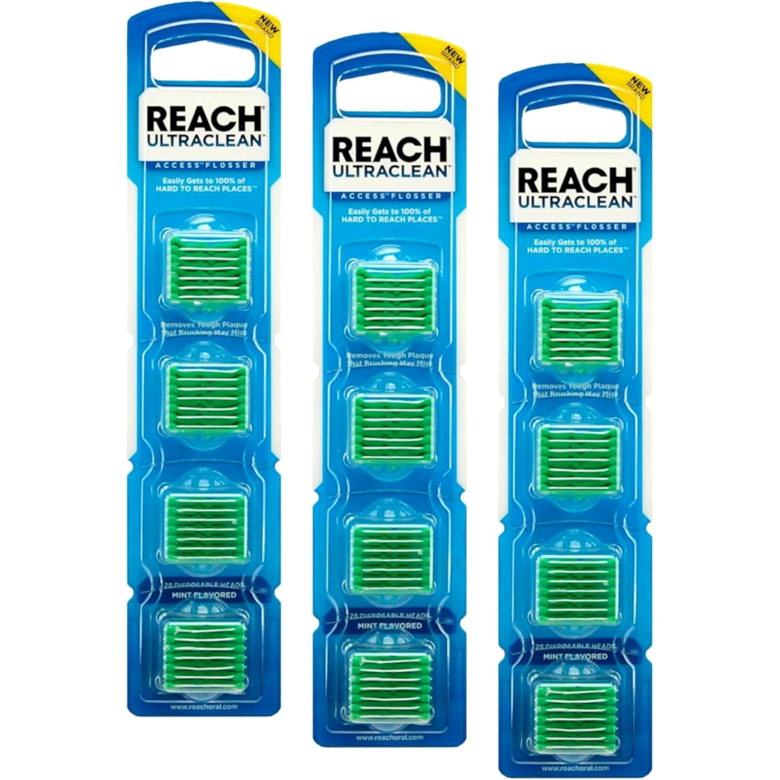 Listerine Ultraclean Access Flosser Refill Heads – Mint (28 Count) Pack of 3