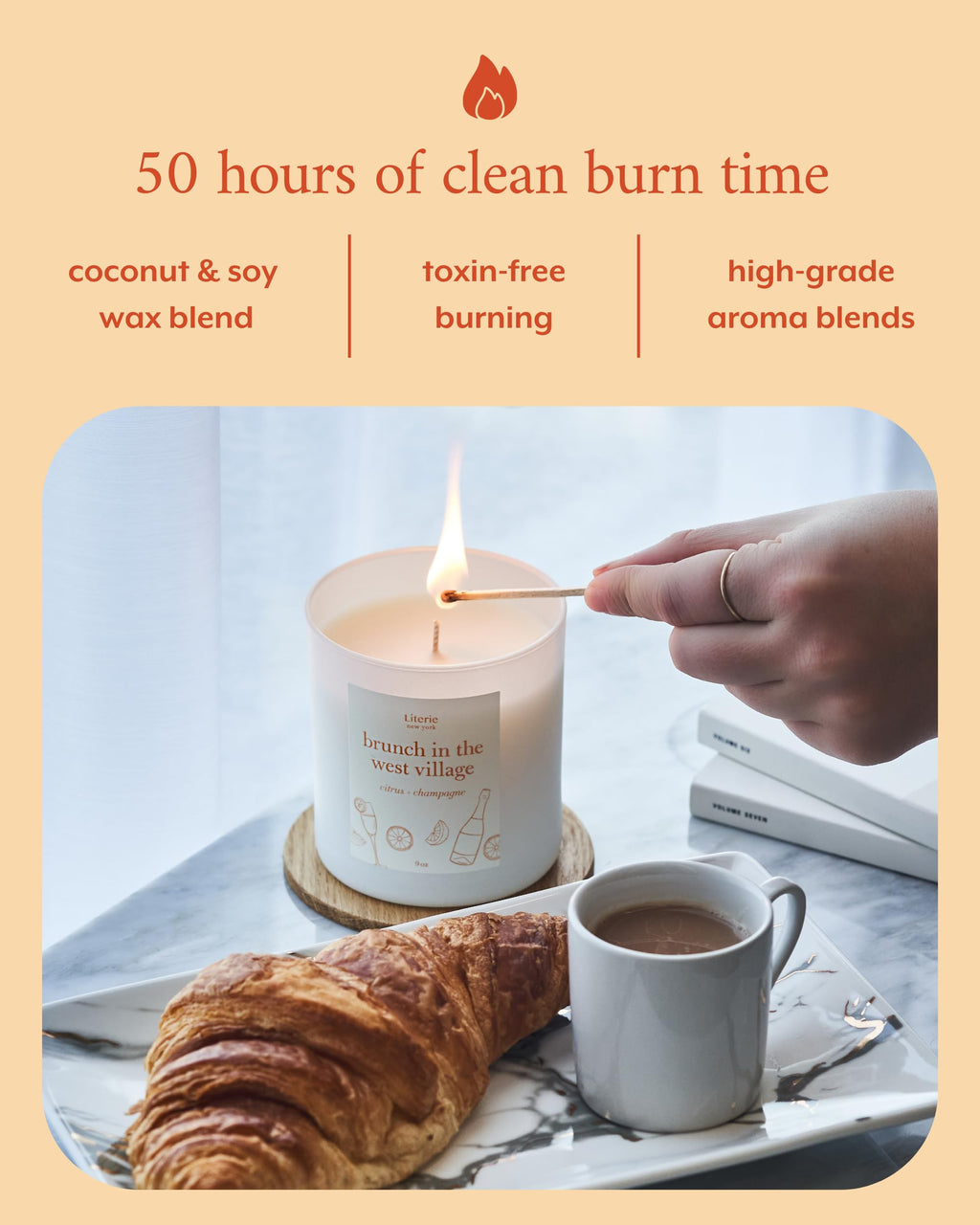 Brunch in The West Village Candle – Citrus & Champagne (9oz, Vegan Soy)