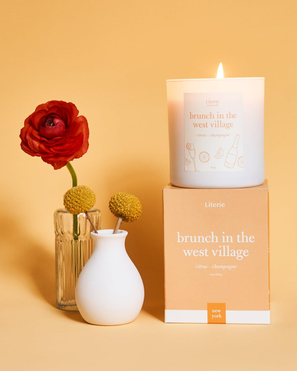 Brunch in The West Village Candle – Citrus & Champagne (9oz, Vegan Soy)