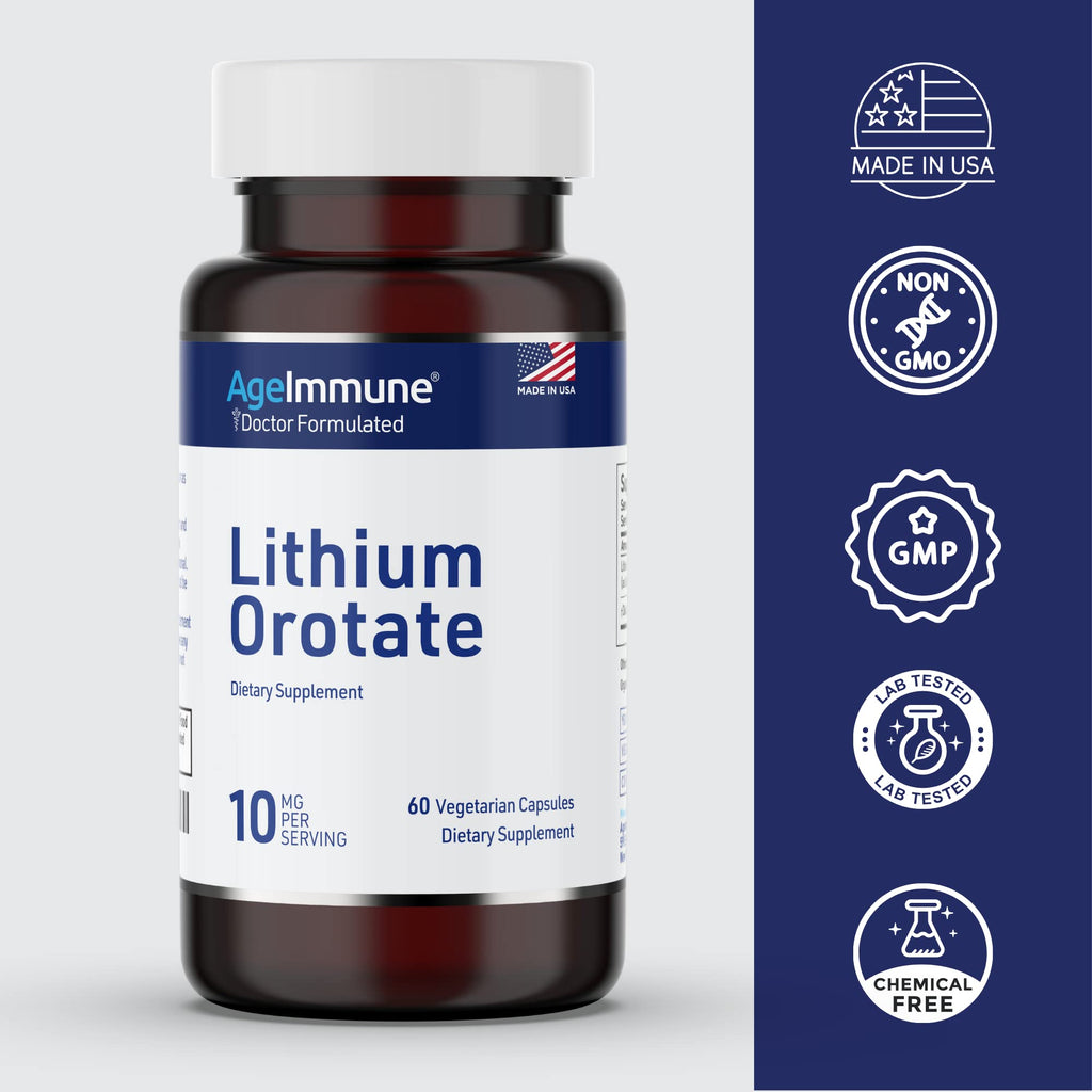 Lithium Orotate 10mg - 60 Veg Capsules | Mood & Memory | Magnesium Stearate Free