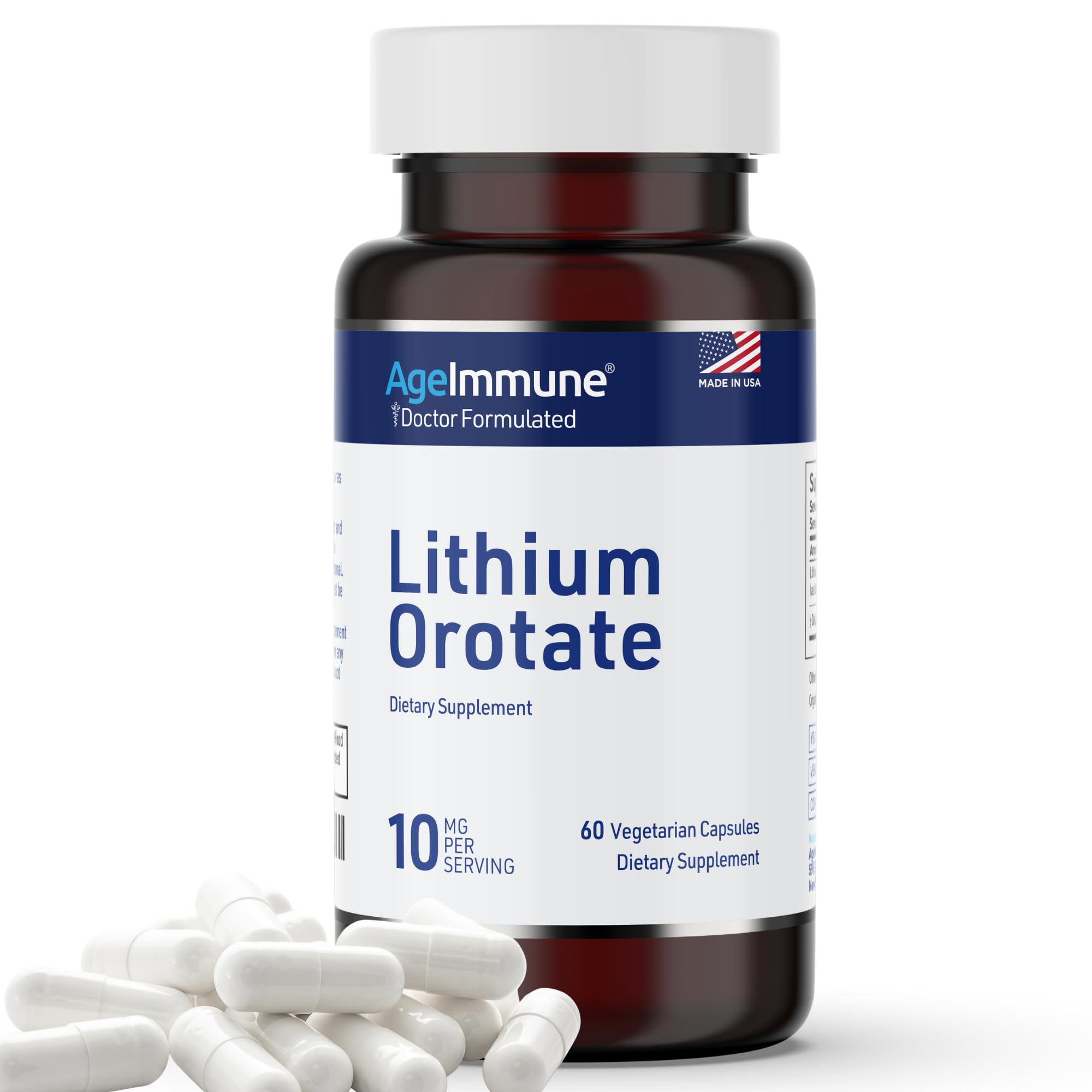 Lithium Orotate 10mg - 60 Veg Capsules | Mood & Memory | Magnesium Stearate Free