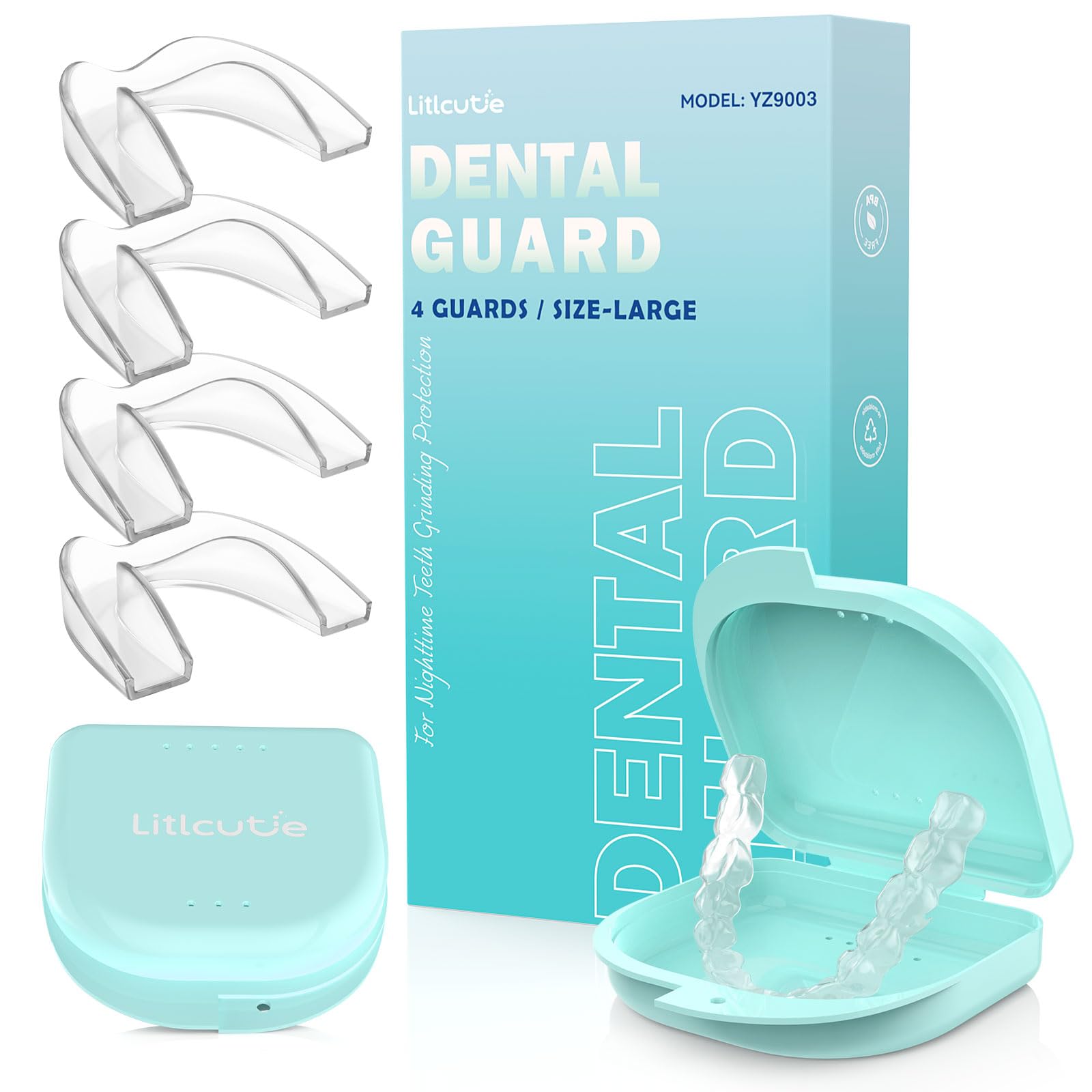 Litlcutie Mouth Guard for Teeth Grinding – Large, 4 Pack, Transparent EVA