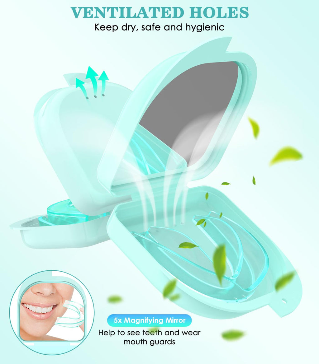 Litlcutie Mouth Guard for Teeth Grinding at Night - 4 Pack Large Mint Green
