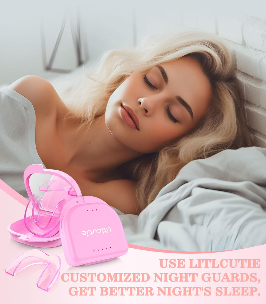 Litlcutie Mouth Guard for Teeth Grinding at Night – 4 Pack with 2 Mirror Cases
