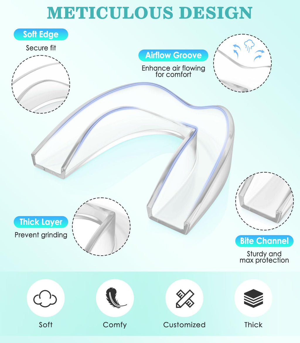 Litlcutie Night Mouth Guard for Teeth Grinding – 4 Pcs, 2 Sizes, Clear