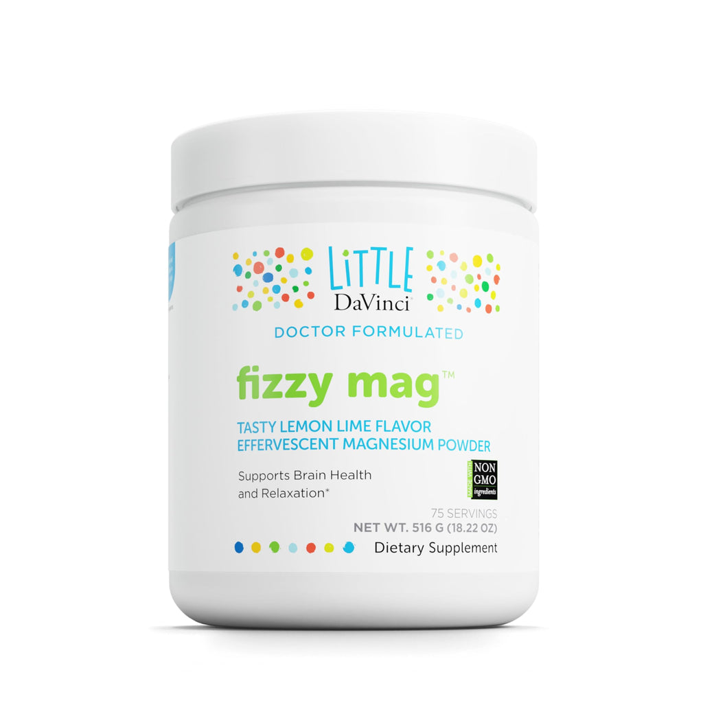 Little DaVinci Fizzy Mag – Magnesium Supplement for Kids | Brain Health, Relaxation & Behavior* | with Calcium, Riboflavin, and More – Lemon Lime 516 g, 75 Servings