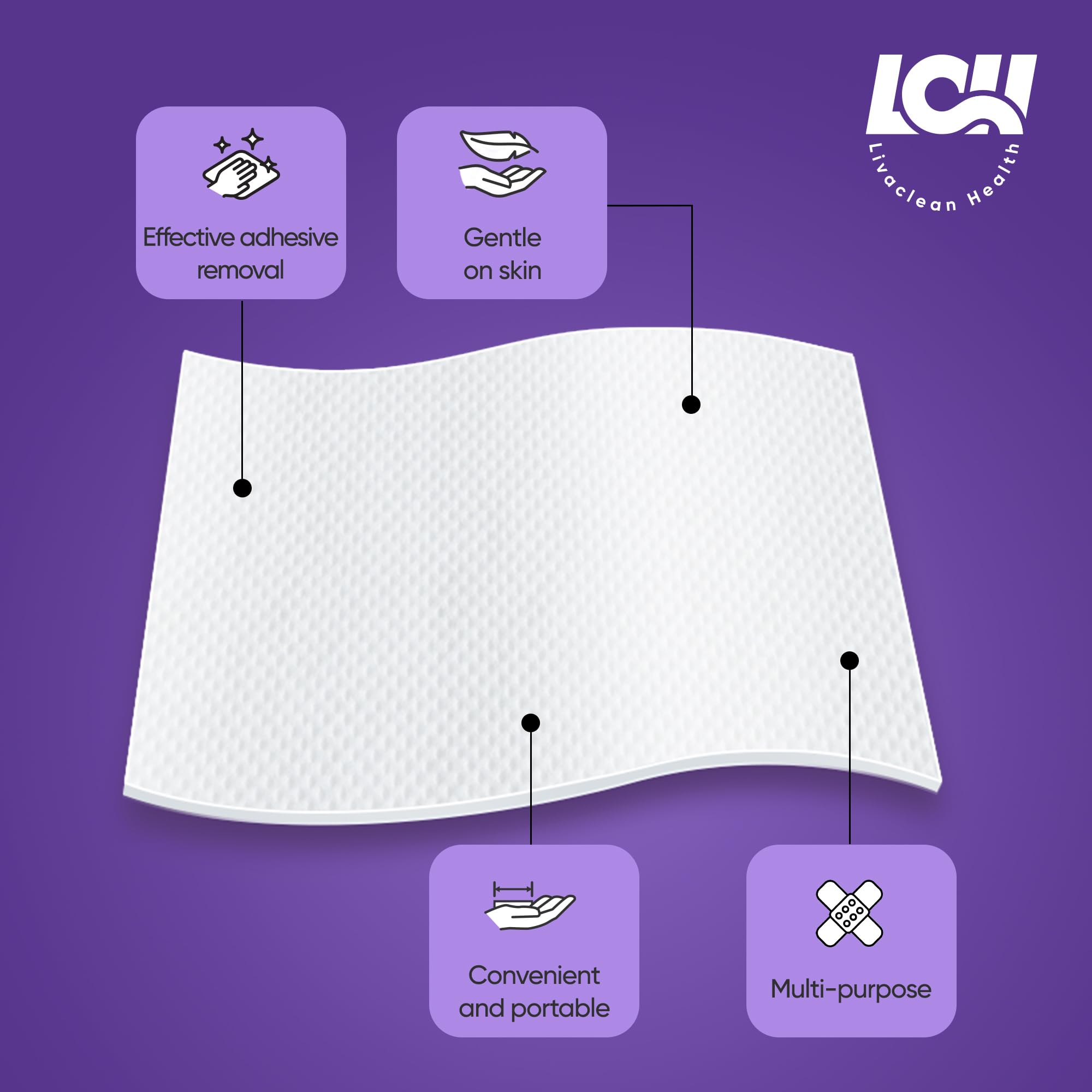 Livaclean Health 100 CT Adhesive Remover Wipes – Strong Skin Adhesive Removal for Bandages, Tapes & Ostomy