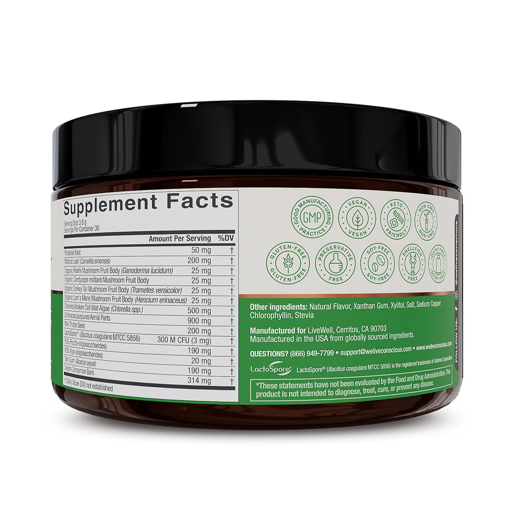 Live Conscious Beyond Greens Matcha Powder – Immune Support & Energy, 2-Pack (30 Servings)