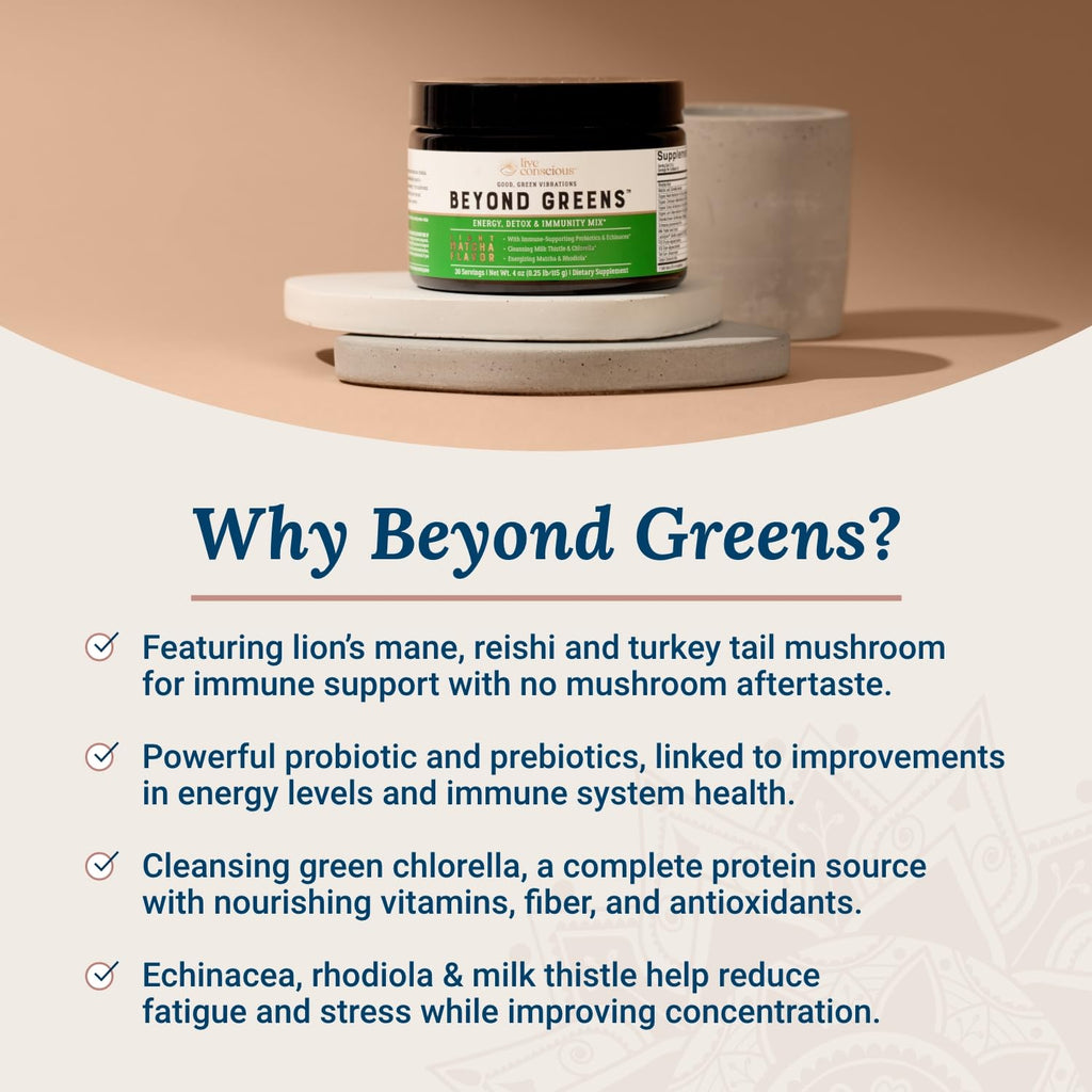Live Conscious Beyond Greens: Debloating Matcha Greens with Chlorella, Echinacea & Probiotics