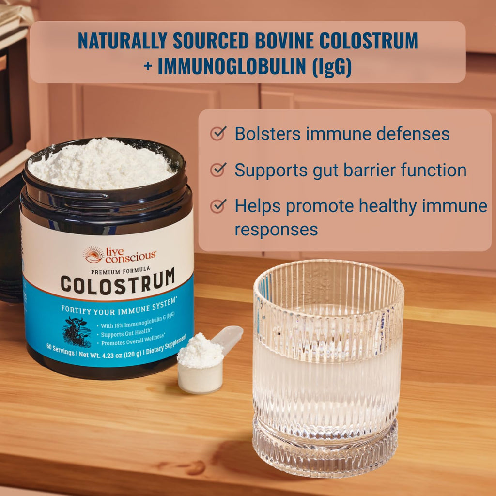 Live Conscious Colostrum Powder – Grass-Fed Bovine Colostrum + Lactoferrin