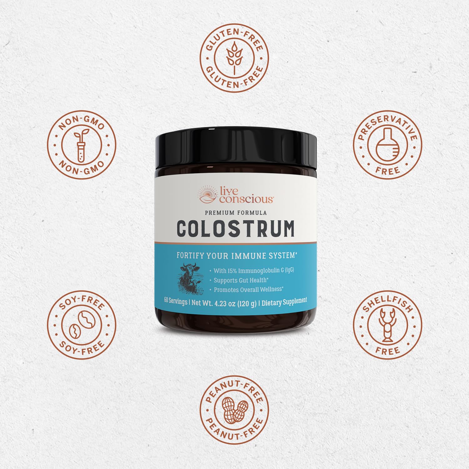 Live Conscious Colostrum Powder – Grass-Fed Bovine Colostrum + Lactoferrin