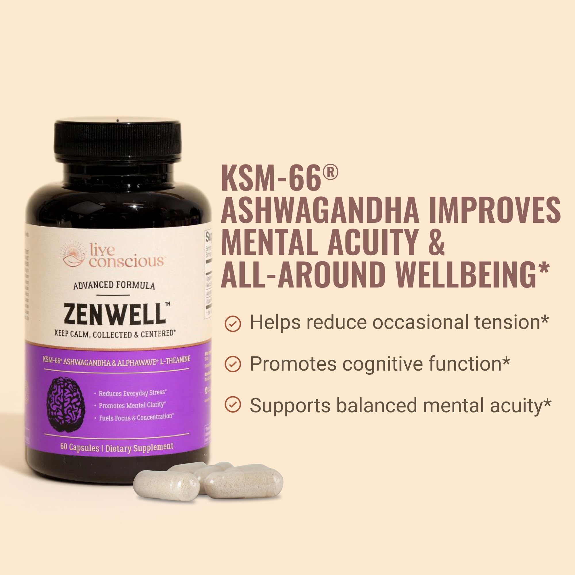 KSM-66 Ashwagandha with L-Theanine & AlphaWave – ZenWell 60 Caps