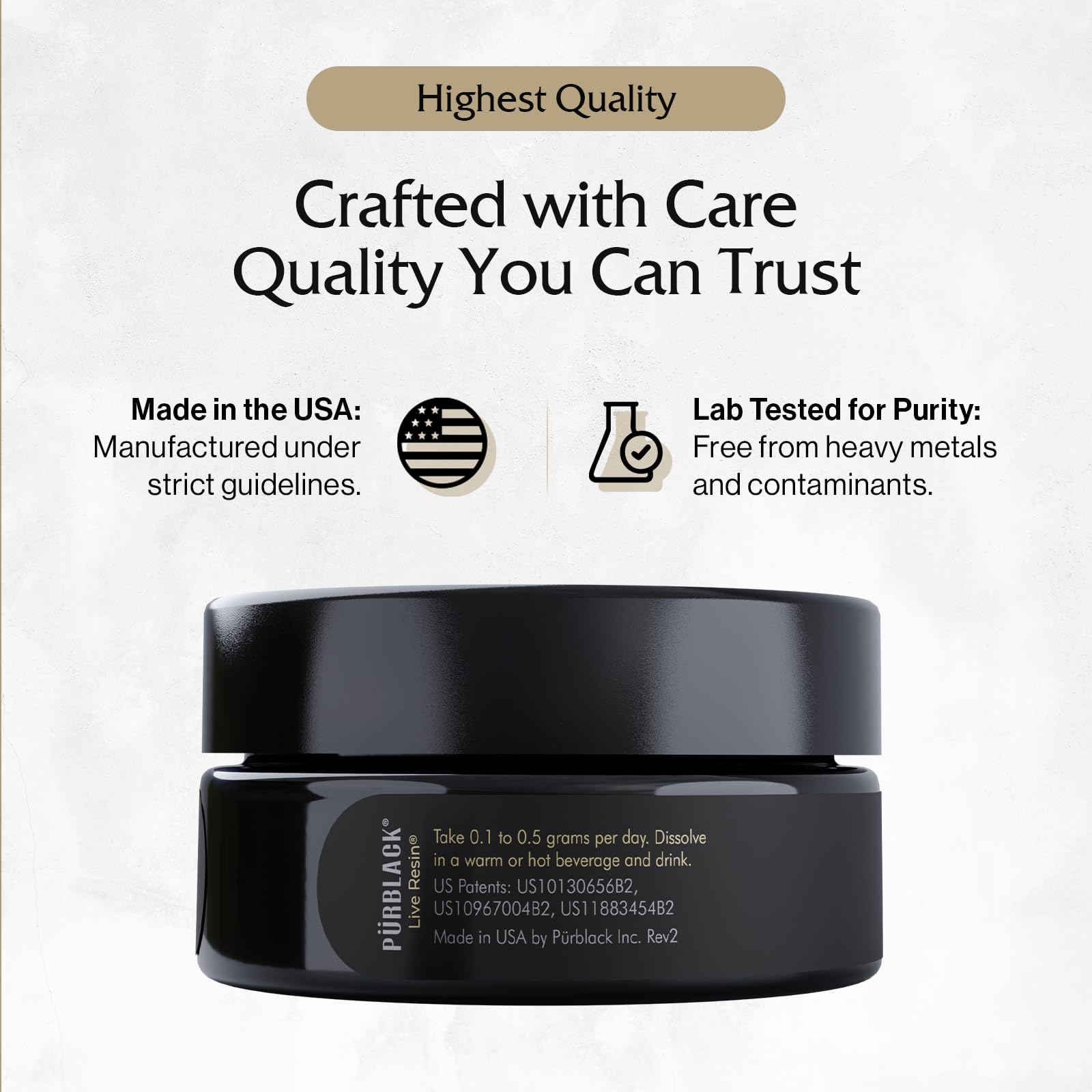 Pürblack Live Resin Pure Gold Shilajit – Organic Shilajit with 80+ Minerals | USA Made, 60 Servings