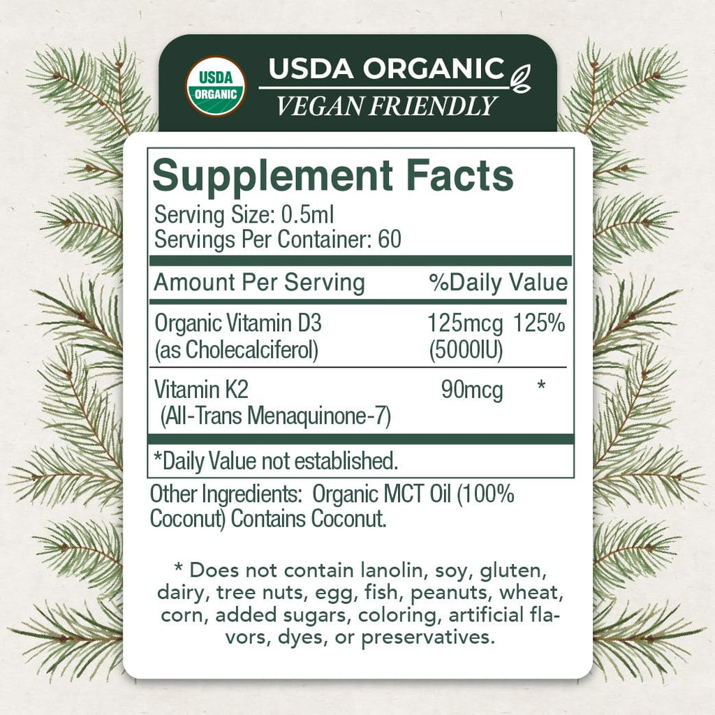 Live Wise Naturals Vitamin D3+K2 5,000 IU – Vegan Friendly