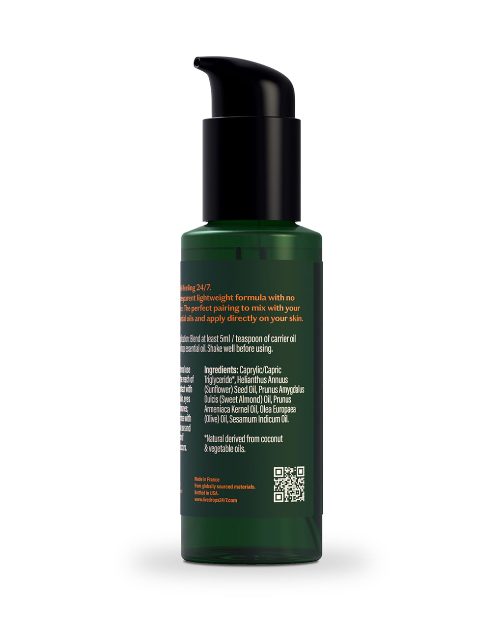 Livedrops 24/7 Unscented Carrier Oil – Cold-Pressed, Vegan, Odorless